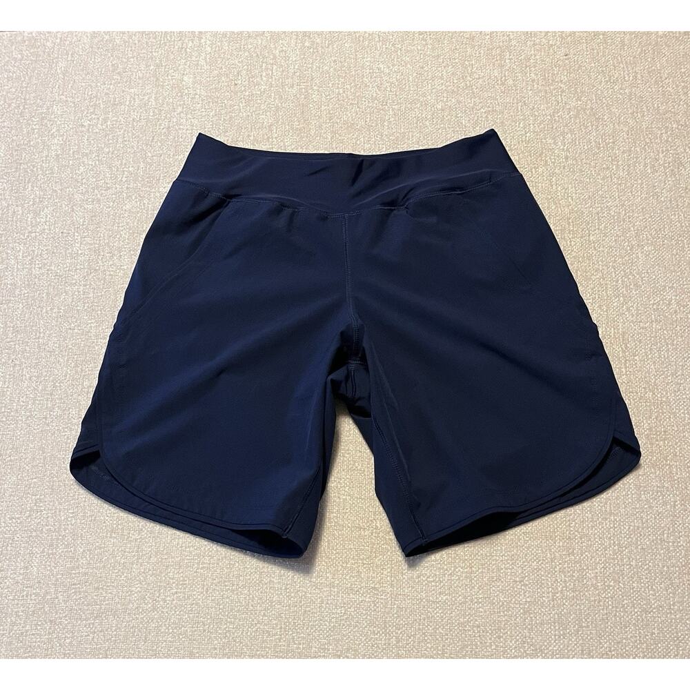 Lands' End Womens 2 Petite Unlined Shorts Navy Blue Swim Pull On Beach Vacation